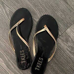 TKEES Black Sandals with Gold Straps
